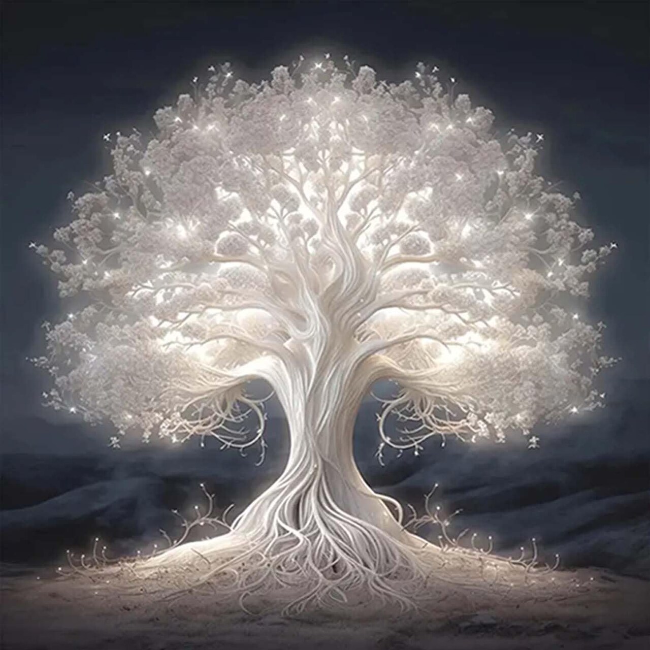 5D Diamond Painting Kits for Adults,Diamond Art Glowing White Tree of Life Landscape Painting Kits for Adults DIY Round Drill Art Craft Kits for Home Wall Decor